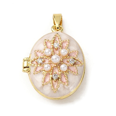 Brass Micro Pave Clear Cubic Zirconia Locket Pendants KK-F912-03G-1