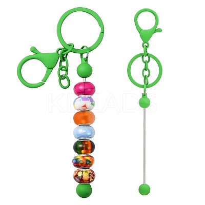 Baking Paint Alloy and Brass Bar Beadable Keychain for Jewelry Making DIY Crafts DIY-YW0007-58E-1
