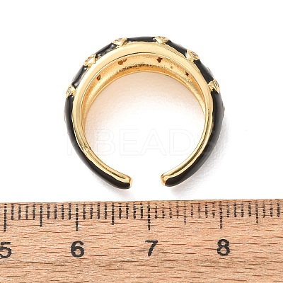 Brass Micro Pave Cubic Zirconia Cuff Open Rings CU-CBAB3AD-12G-01-1