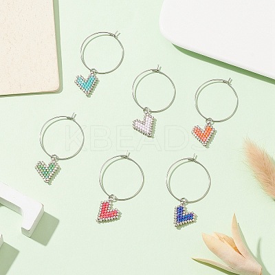 Glass Heart Wine Glass Charms AJEW-JO00191-1