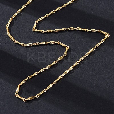 Brass Twisted Bar Link Chain Necklaces NJEW-D302-63G-1