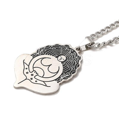 Yoga Theme 201 Stainless Steel Enamel Pendant Necklaces NJEW-D066-07A-P-1