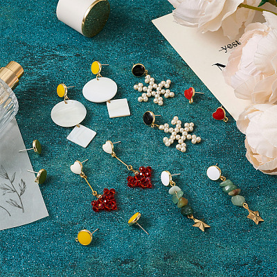 20Pcs 10 Style Alloy Enamel Stud Earring Findings FIND-EL0001-03-1