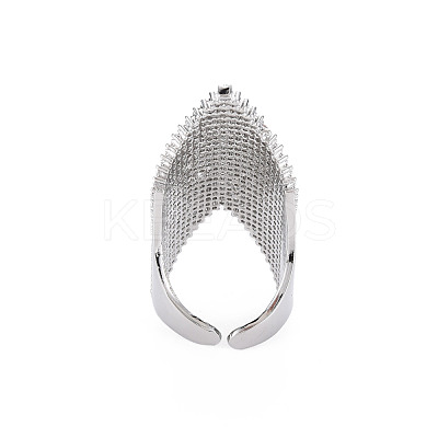 Brass Micro Pave Cubic Zirconia Cuff Rings RJEW-S045-151P-1