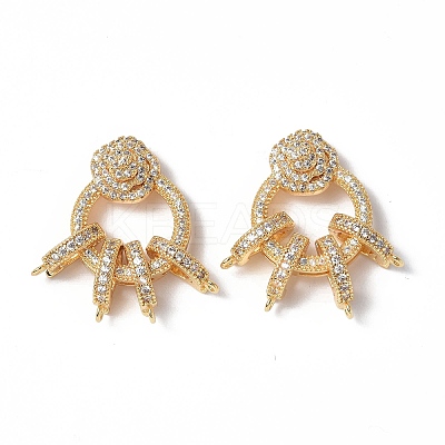 Brass Micro Pave Clear Cubic Zirconia Fold Over Clasps KK-P223-47G-1