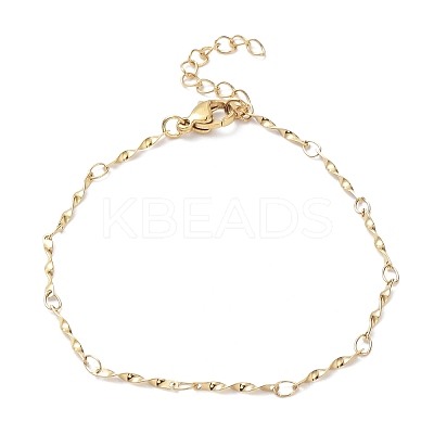 Ion Plating(IP) 304 Stainless Steel Twist Bar Link Chain Bracelets BJEW-K226-09G-1