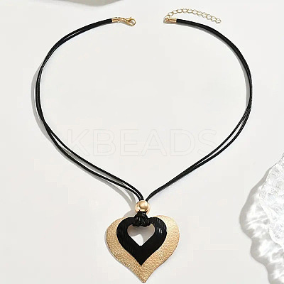 Alloy Heart Pendant Black Cord Necklaces FS-WG3AB90-04-1