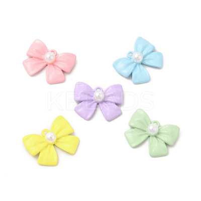 Rack Plating Alloy with ABS Plastic Imitation Pearl Pendants FIND-C018-41-1