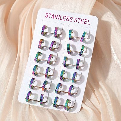 304 Stainless Steel Polishing Effect Hoop Earrings EJEW-M001-35A-1