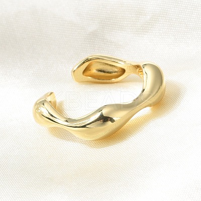 Rack Plating Brass Twist Wave Open Cuff Rings for Women RJEW-Q777-08G-1