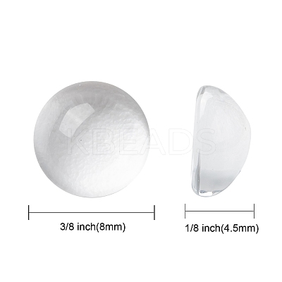 Transparent Half Round Glass Cabochons GGLA-R027-8mm-1