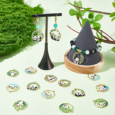 18Pcs 9 Style Light Gold Plated Alloy Enamel Pendants ENAM-SC0004-29-1
