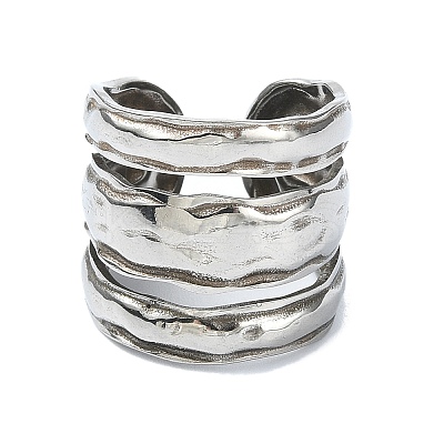 304 Stainless Steel Cuff Rings for Women RJEW-M019-04P-1