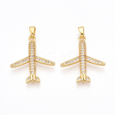Brass Micro Pave Cubic Zirconia Pendants KK-T070-83G-1