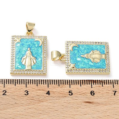 Rack Plating Brass Micro Pave Clear Cubic Zirconia Pendants KK-C041-06E-G-1