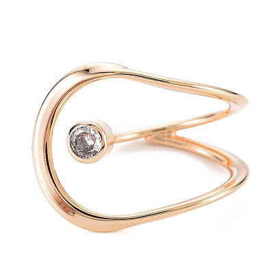 Brass Inlaid Clear Cubic Zirconia Cuff Rings KK-S356-571-NF-1