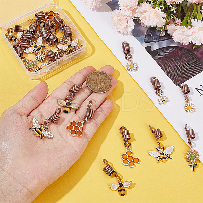 Alloy Enamel Braiding Hair Pendants Decoration Clips OHAR-AB00012-1