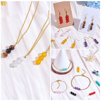 10Pcs Triple Natural Amethyst Round Beaded Connector Charms PALLOY-SW00003-01-1