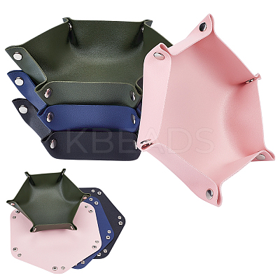 4Pcs 4 Colors PU Leather Storage Tray Box with Snap Button AJEW-WR0001-79-1