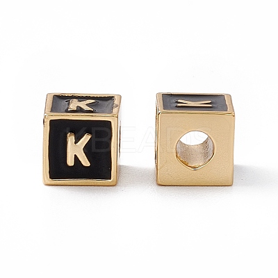 Rack Plating Brass Enamel Beads KK-B060-04G-01-1