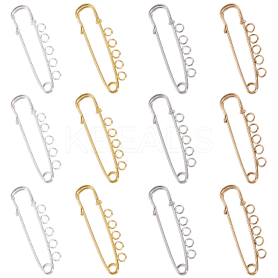 32Pcs 4 Colors Iron Brooch Findings IFIN-SC0001-81-1