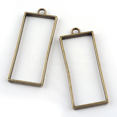 Rack Plating Alloy Rectangle Open Back Bezel Pendants X-PALLOY-S047-11F-FF-1
