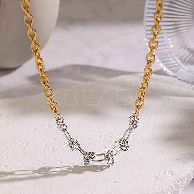 6MM 304 Stainless Steel Mixed Link Chain Necklaces NJEW-L470-01GP-1