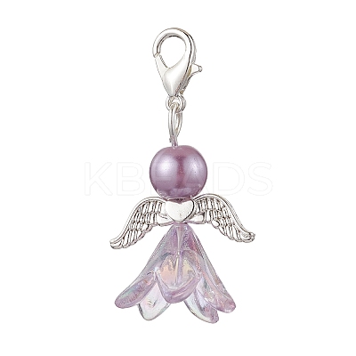 Angel Acrylic & Glass Pearl Pendant Decoration HJEW-JM02364-01-1