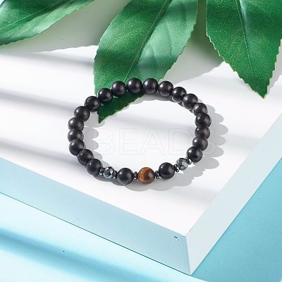 Energy Power Round Beads Stretch Bracelet for Men Women BJEW-JB06901-1