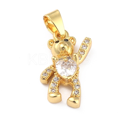 Brass Clear Cubic Zirconia Pendants ZIRC-J025-81G-1