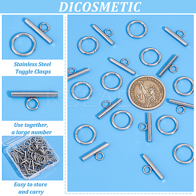 50 Sets 304 Stainless Steel Toggle Clasps STAS-UN0037-39-1