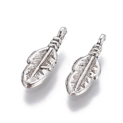 Tibetan Style Alloy Feather Pendants LS-TIBEP-0377-AS-LF-1