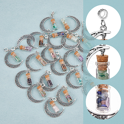2 Sets Alloy Moon European Dangle Charms PALLOY-FI0001-03-1