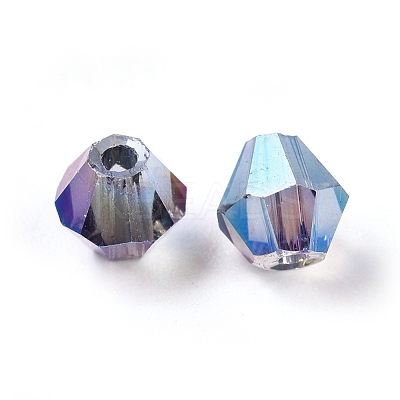 Faceted Bicone Electroplate Glass Beads X-EGLA-R094-4mm-M2-1