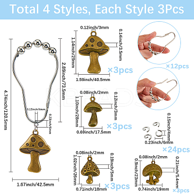 12Pcs 4 Styles Zinc Tibetan Style Alloy Pendants FIND-SP0004-40AB-1