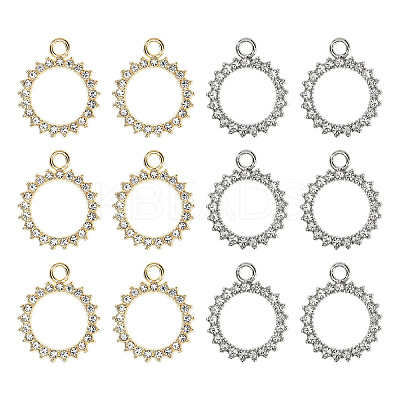 12Pcs Alloy Rhinestone Pendants FIND-YW0007-95G-1