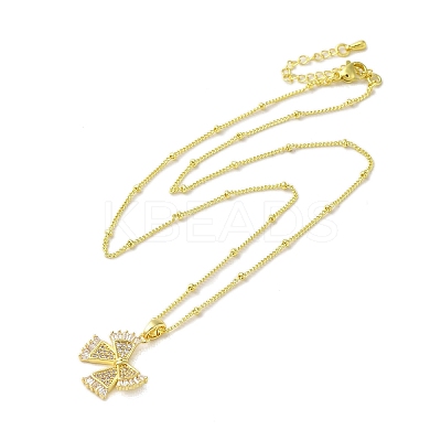 Brass Micro Pave Clear Cubic Zirconia Pendant Necklaces for Women NJEW-E106-20G-03-1