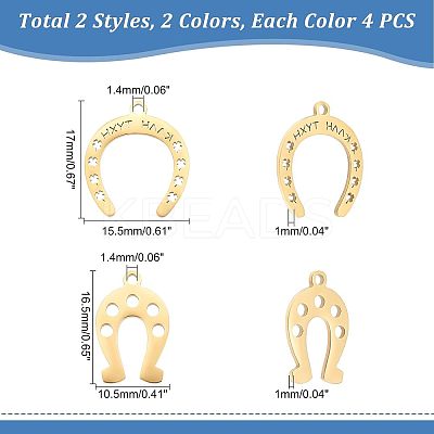 16Pcs 4 Styles 201 Stainless Steel Pendants STAS-UN0033-92-1