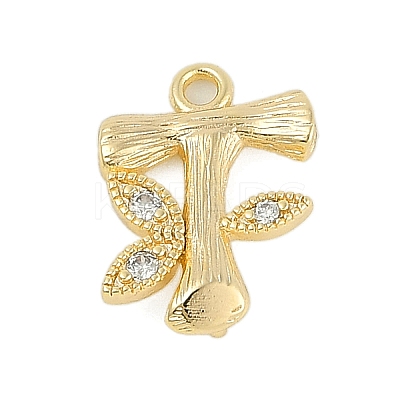 Brass Crystal Rhinestone Letter Links Connector Charms KK-S395-06G-T-1