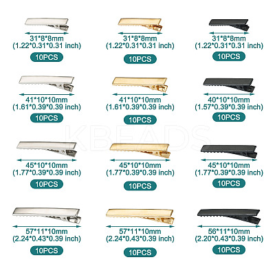 120Pcs 12 Style Iron Alligator Hair Clips Findings PHAR-TA0001-08-1