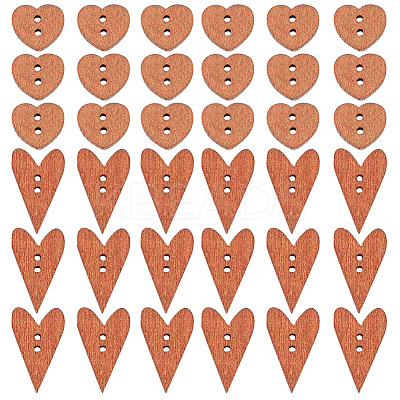 200Pcs 2 Styles Wood Buttons FIND-GO0001-91-1