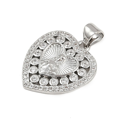 Brass Micro Pave Cubic Zirconia Pendants KK-P323-11D-P02-1
