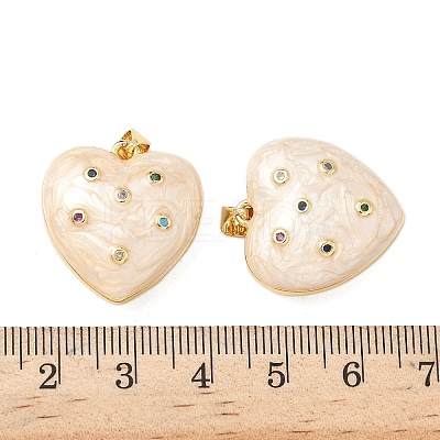 Brass Micro Pave Colorful Cubic Zirconia Enamel Pendants KK-G536-22G-1