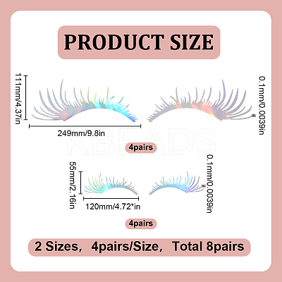 8 Pairs 2 Styles Eyelash Shape Waterproof PVC Picture Stickers DIY-HY0003-05C-1