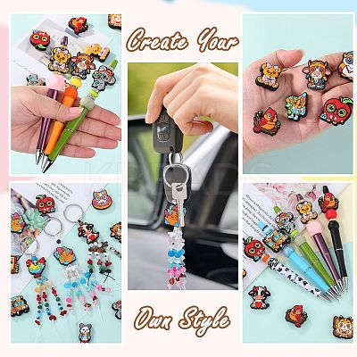 12Pcs 6 Style Food Grade Eco-Friendly Silicone Focal Beads SIL-SZ0002-72B-1