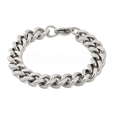 304 Stainless Steel Cuban Link Chain Bracelets for Women Men LS-BJEW-D304-01P-1