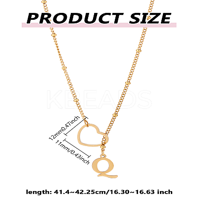 1Pc Letter & Heart Stainless Steel Lariat Necklaces for Women NJEW-LP0002-87G-Q-1