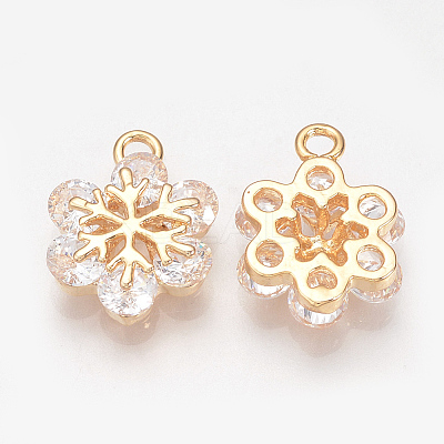 Brass Cubic Zirconia Charms ZIRC-Q002-122G-1