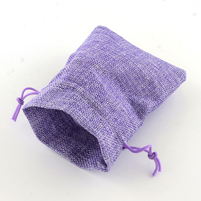 Polyester Imitation Burlap Packing Pouches Drawstring Bags ABAG-R004-14x10cm-08-1