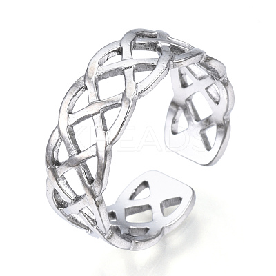 Non-Tarnish 304 Stainless Steel Wire Wrap Open Cuff Ring RJEW-N040-35-1